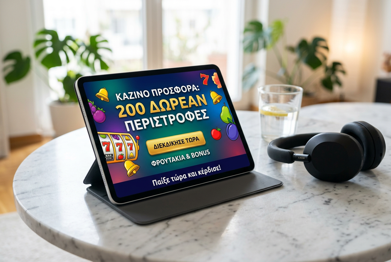 Online casino offers on a tablet screen